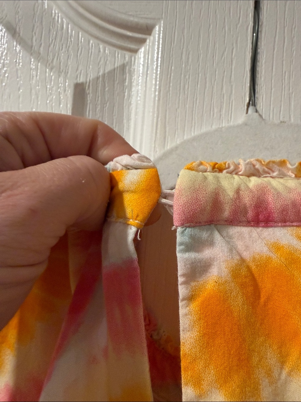 Crown & Ivy Pastel Tie Dye Smocked Blouse | Flutter Sleeve Boho Top - Picture 3 of 3